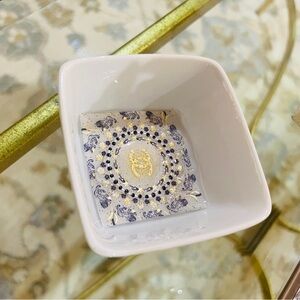 CHANEL Custom White and Gold Accent Dish